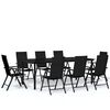 vidaXL Juego de comedor para jard&iacute;n 9 piezas negro