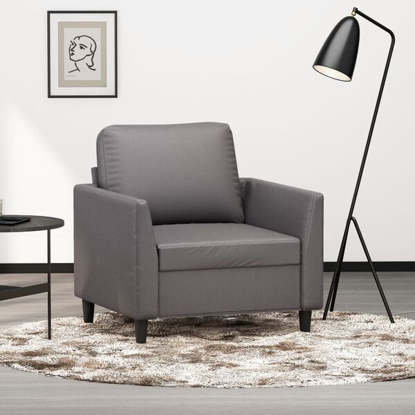 vidaXL Sill&oacute;n cuero sint&eacute;tico gris 60 cm