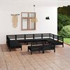 vidaXL Juego de muebles de jard&iacute;n 11 piezas madera maciza pino negro