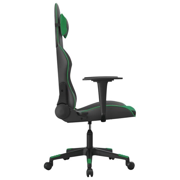vidaXL Silla gaming de masaje cuero sint&eacute;tico negro y verde