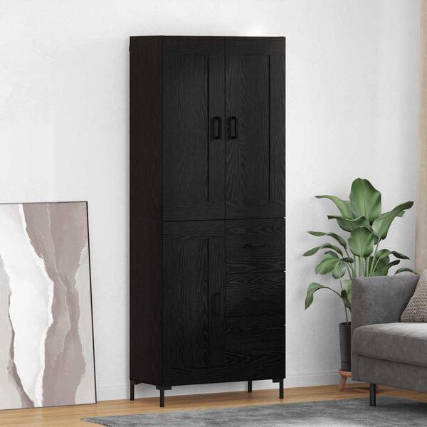 vidaXL Aparador alto con caj&oacute;n 2 pcs Roble Negro Madera de ingenier&iacute;a