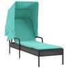 vidaXL Tumbona con toldo de polirat&aacute;n negro