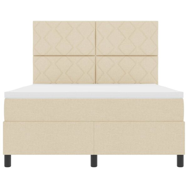 vidaXL Cama tipo Box Spring con colch&oacute;n Crema 160 x 200 cm tela