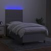 vidaXL Cama box spring colch&oacute;n y luces LED tela gris claro 90x200 cm