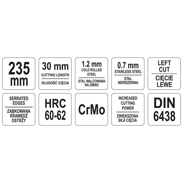 YATO Tijeras de hojalatero con inclinaci&oacute;n izquierda rojo 235 mm