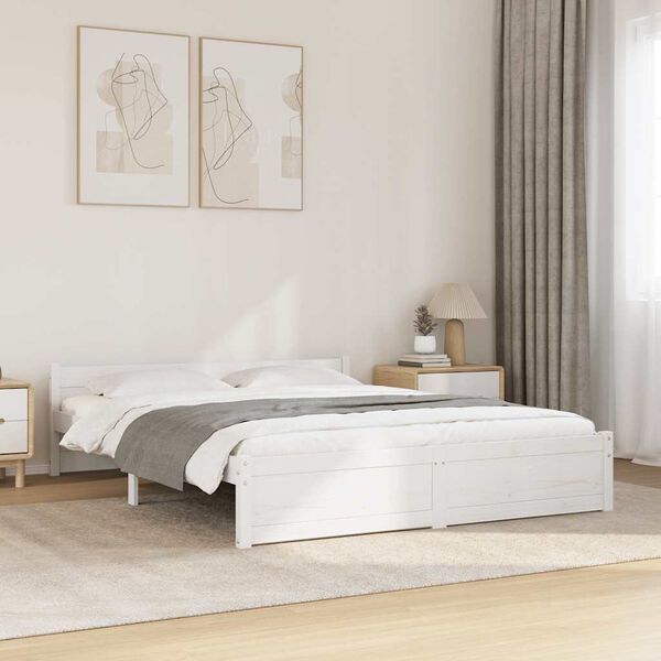 vidaXL Estructura de cama sin colchón madera maciza blanco 140x190 cm