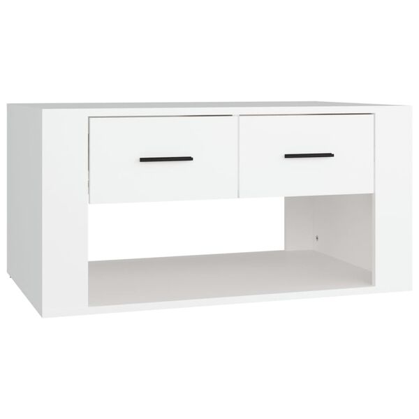 vidaXL Mesa de centro madera contrachapada blanca 80x50x40 cm