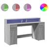 vidaXL Escritorio con LED madera ingenier&iacute;a gris sonoma 160x55x91 cm