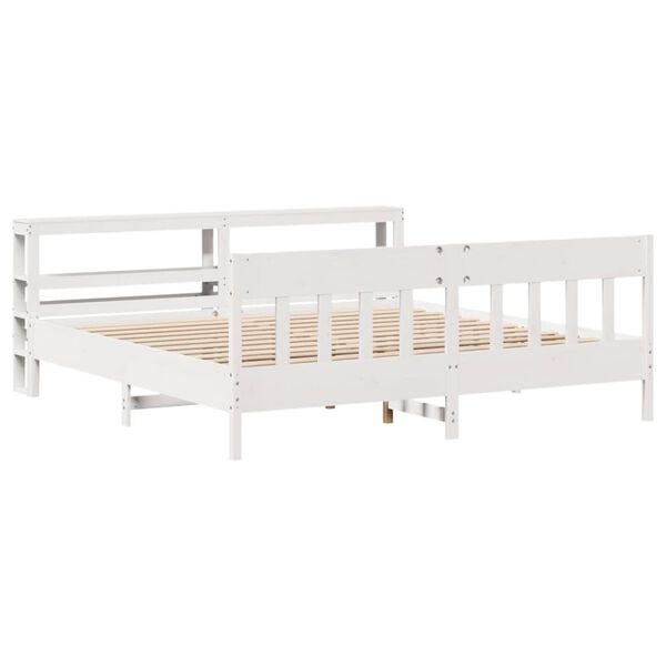 vidaXL Estructura de cama sin colch&oacute;n madera maciza blanca 200x200 cm