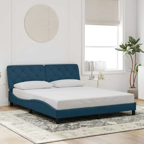 vidaXL Estructura de cama sin colch&oacute;n terciopelo azul 160x200 cm