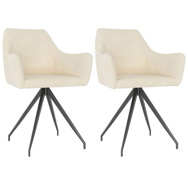 vidaXL Sillas de comedor 2 unidades terciopelo crema