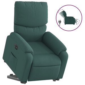 vidaXL Sill&oacute;n el&eacute;ctrico reclinable elevable de tela verde oscuro