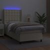 vidaXL Cama box spring y colch&oacute;n LED cuero sint&eacute;tico crema 80x200 cm