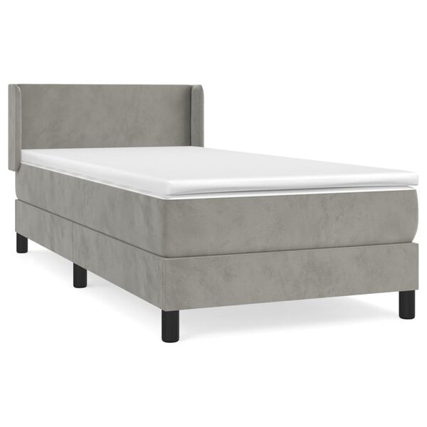 vidaXL Cama box spring con colch&oacute;n terciopelo gris claro 100x200 cm