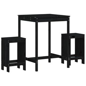 vidaXL Set de mesa y taburetes altos jard&iacute;n 3 pzas madera pino negro