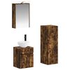 vidaXL Juego de muebles de ba&ntilde;o 4 pcs Roble Ahumado