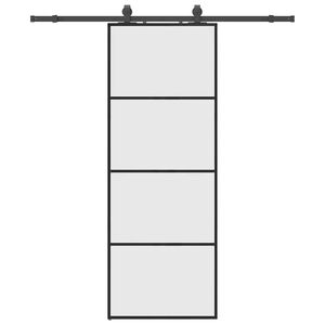 vidaXL Puerta corredera con juego herrajes negro 76x205 cm ESG vidrio