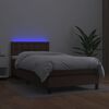 vidaXL Cama box spring y colch&oacute;n LED cuero sint&eacute;tico marr&oacute;n 90x200 cm