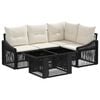 vidaXL Conjunto de sof&aacute;s de jard&iacute;n 5 uds. Negro y Blanco Crema