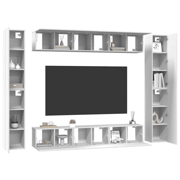vidaXL Set de muebles de sal&oacute;n TV 10 pzas madera de ingenier&iacute;a blanco
