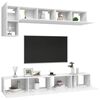 vidaXL Set de muebles de sal&oacute;n TV 5 piezas madera de ingenier&iacute;a blanco