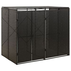 vidaXL Cobertizo para 2 contenedores de basura rat&aacute;n PE 140x80x117cm