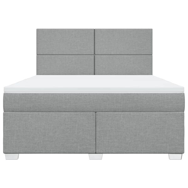 vidaXL Cama box spring con colch&oacute;n tela gris claro 180x200 cm