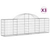 vidaXL Cestas gaviones 3 uds forma de arco hierro 200x30x60/80 cm