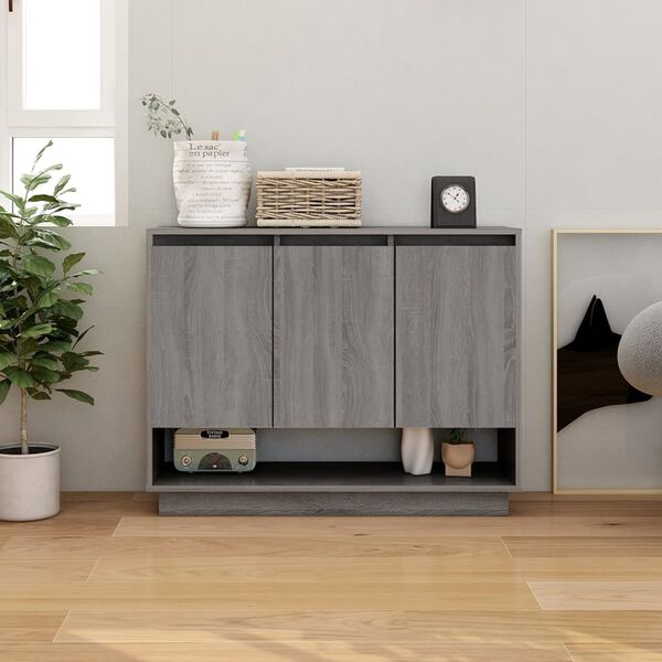 vidaXL Aparador de madera de ingenier&iacute;a gris Sonoma 97x31x75 cm