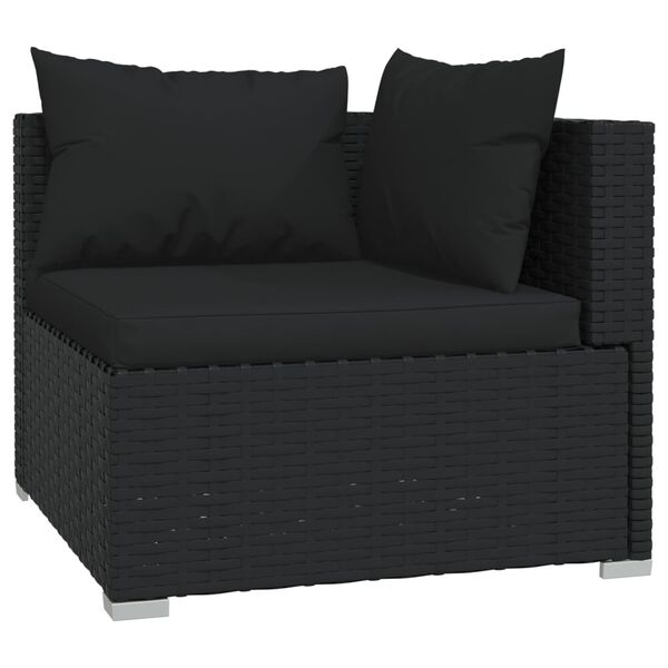 vidaXL Set de muebles de jard&iacute;n 6 pzas y cojines rat&aacute;n sint&eacute;tico negro
