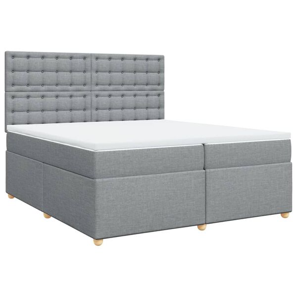vidaXL Cama box spring con colch&oacute;n tela gris claro 200x200 cm