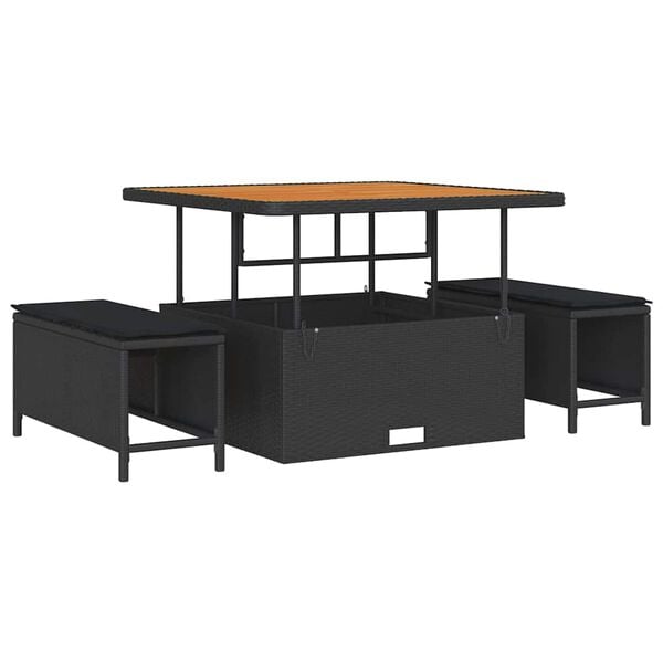 vidaXL Conjunto de sofás de jardín 13 pcs Negro ratán sintético