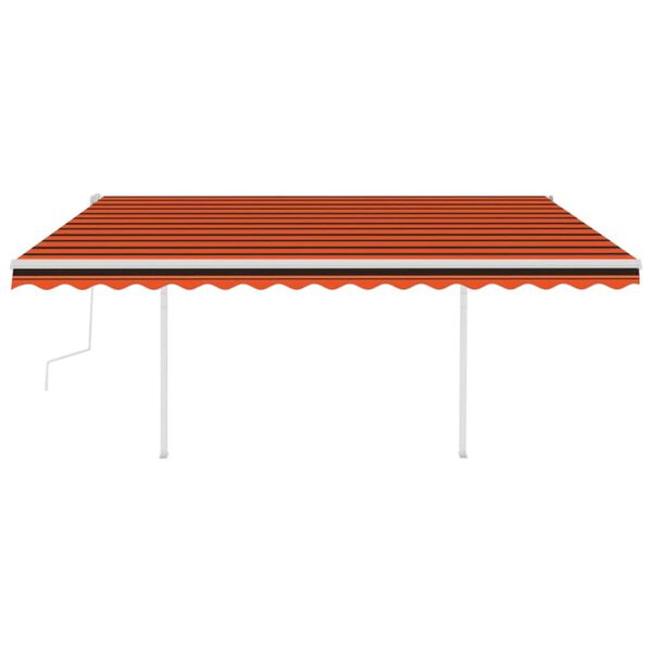 vidaXL Toldo manual retr&aacute;ctil con luz LED naranja y marr&oacute;n 4x3 m