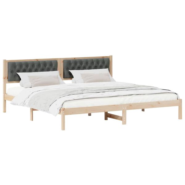 vidaXL Estructura de cama con cabecera Gris oscuro 200 x 200 cm