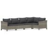 vidaXL Set de muebles de jard&iacute;n 5 pzas y cojines rat&aacute;n sint&eacute;tico gris