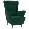 vidaXL Sill&oacute;n orejero y taburete de terciopelo verde oscuro