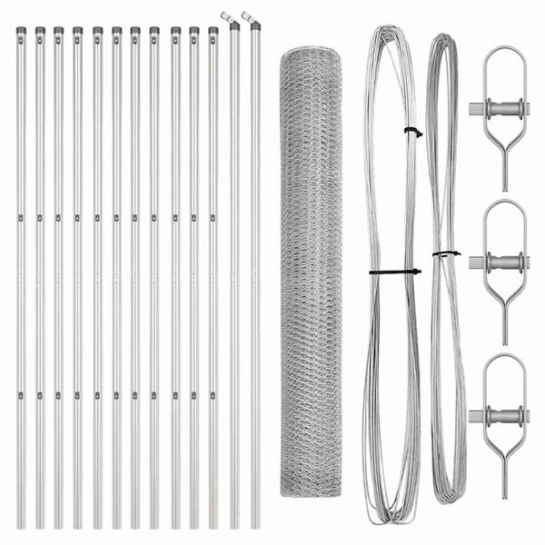 vidaXL Poste de Valla Plateado 25 x 1 m (malla de 25 mm) Acero