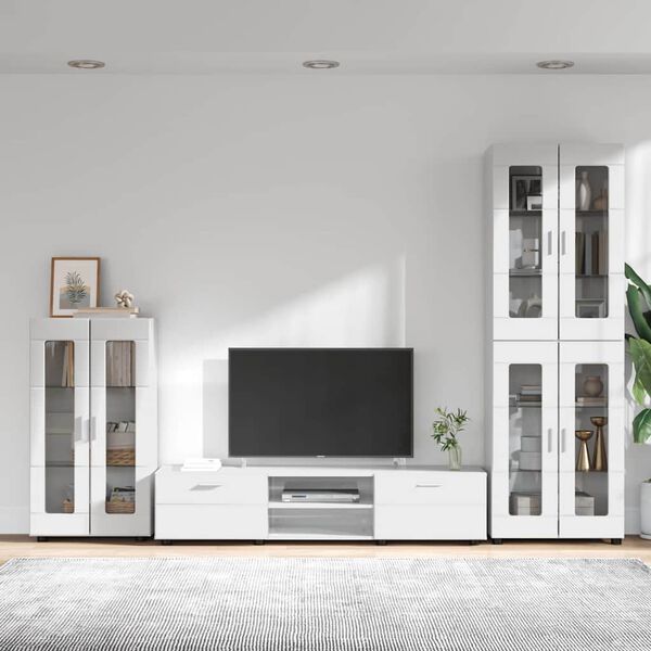 vidaXL Conjunto de mueble de TV FLORIN brillante Madera de ingenier&iacute;a