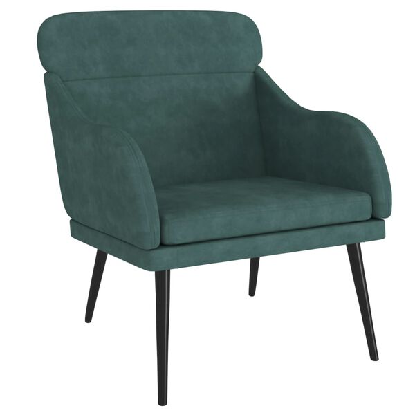 vidaXL Sillón de terciopelo verde oscuro 63x76x80 cm