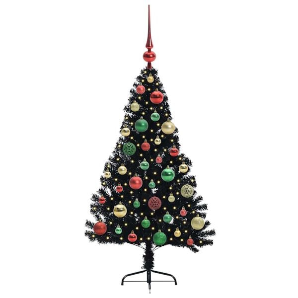 vidaXL &Aacute;rbol de Navidad Artificial Preiluminado Negro 120 cm PVC