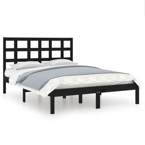 vidaXL Estructura de cama de madera maciza negra 140x190 cm