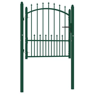 vidaXL Puerta de valla con picos acero verde 100x100 cm