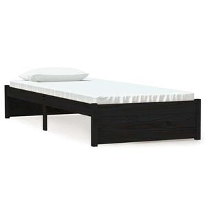 vidaXL Estructura de cama sin colch&oacute;n madera maciza negro 75x190 cm