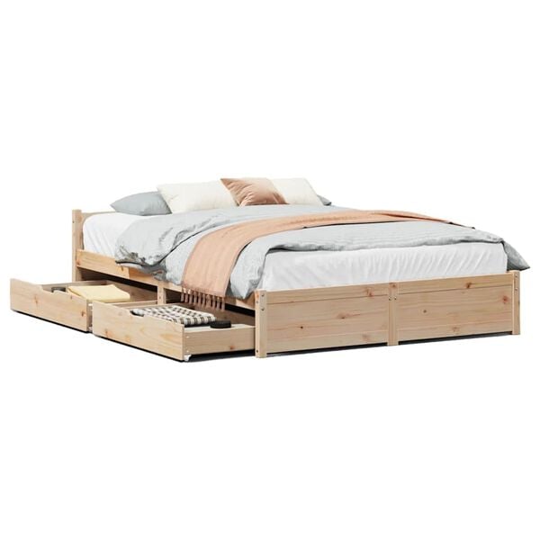 vidaXL Estructura de cama sin colch&oacute;n madera de pino blanco 150x200 cm
