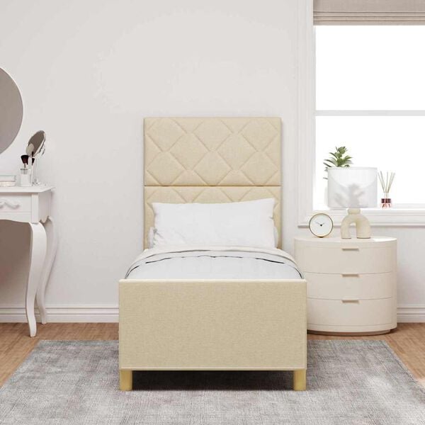 vidaXL Estructura de cama con cabecera Crema 80 x 200 cm tela