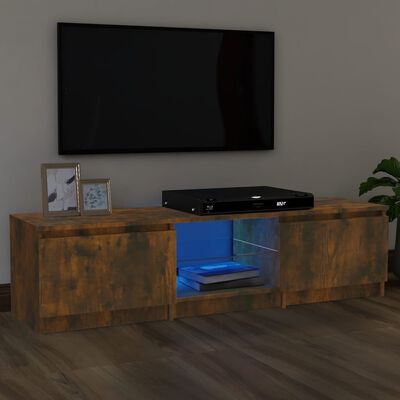 vidaXL Mueble de TV con luces LED roble ahumado 140x40x35,5 cm