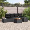 vidaXL Conjunto de sof&aacute; de jard&iacute;n con coj&iacute;n 6 pcs Negro Polirat&aacute;n