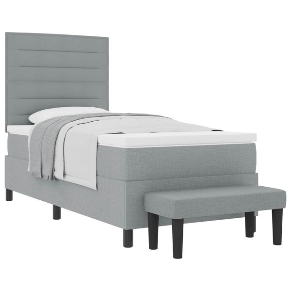 vidaXL Cama tipo Box Spring con colch&oacute;n Gris Claro 90 x 200 cm tela