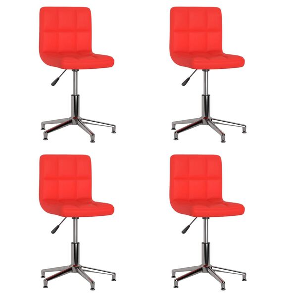 vidaXL Sillas de comedor giratorias 4 unidades cuero sintético rojo