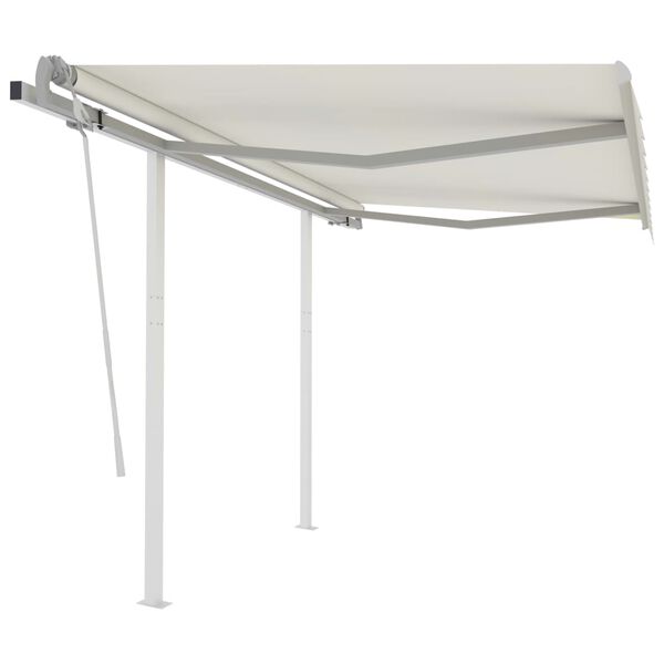 vidaXL Toldo retráctil manual con postes crema 3,5x2,5 m